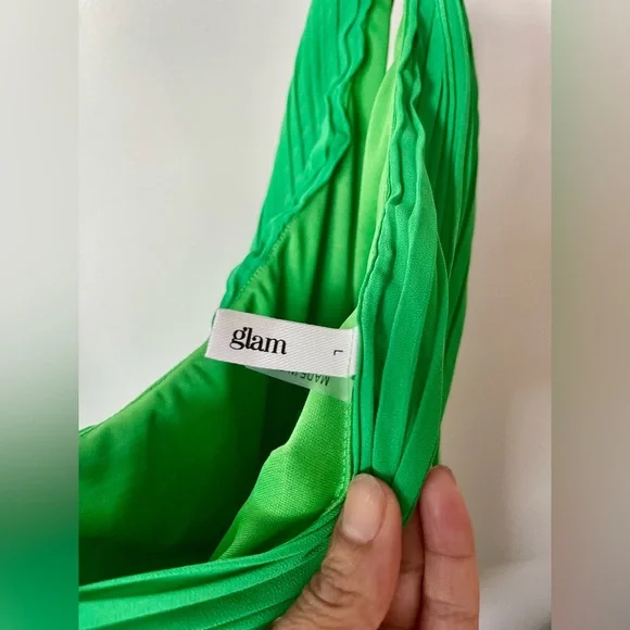 Pleated One Shoulder Romper in Green Women’s Large - Picture 5 of 10